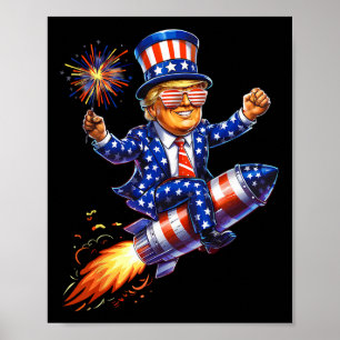 Trump 2025 Frohes 4. Juli Trump Amerikanische Flag Poster