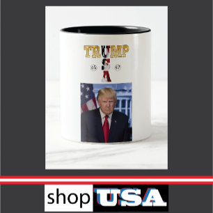 Trump 2025 Gold Portrait Tasse ☕ USA 45 47