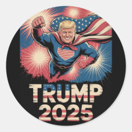 Trump 2025: Patriotic Superhero Tribute Runder Aufkleber