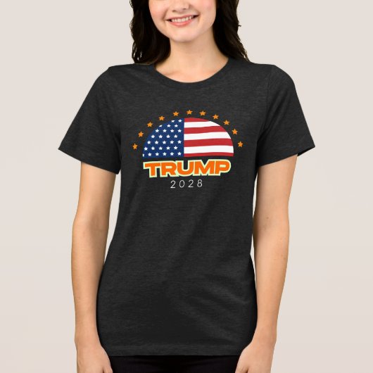 Trump 2028 Flag Fett Tri-Blend Shirt (Vorderseite)