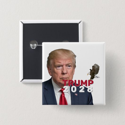 Trump 2028 Text mit Bald-Adler Button (Vorne & Hinten)