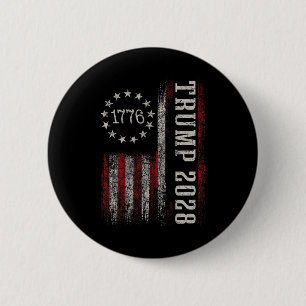 Trump 2028 Vote Donald Trump America Us Flag Vinta Button