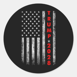 Trump 2028 Vote Donald Trump America Us Flag Vinta Runder Aufkleber
