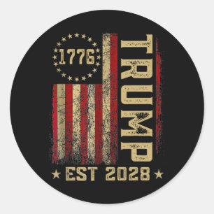 Trump 2028 Vote Donald Trump America Us Flag Vinta Runder Aufkleber