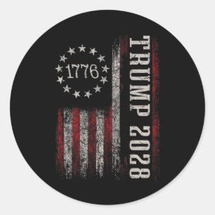 Trump 2028 Wählen Donald Trump Amerika Us Flagge V Runder Aufkleber