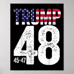 Trump 45-47-48 American Flag 2028 Präsident Poster