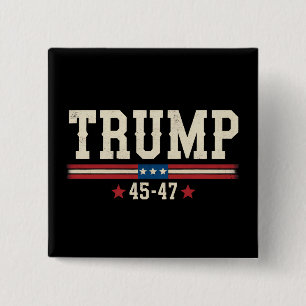 Trump 45 47 American USA Flag Retro Vintag Button