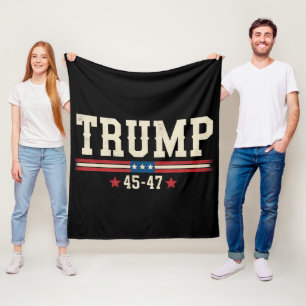 Trump 45 47 American USA Flag Retro Vintag Fleecedecke