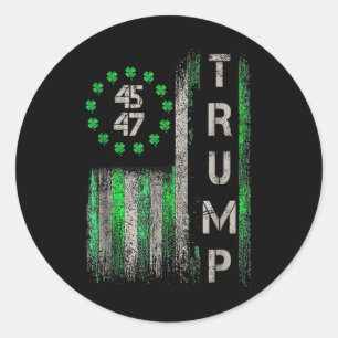 Trump 45 47 Amerikanische Flagge Vintage St. Patri Runder Aufkleber