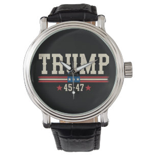 Trump 45 47 Amerikanische USA Flagge Retro Vintage Armbanduhr
