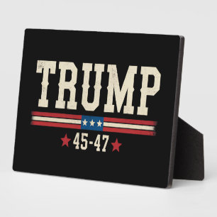 Trump 45 47 Amerikanische USA-Flagge Retro Vintage Fotoplatte