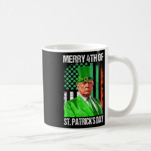 Trump 45 47 Leprechaun Hat Merry 4. von St Patrick Kaffeetasse (Rechts)