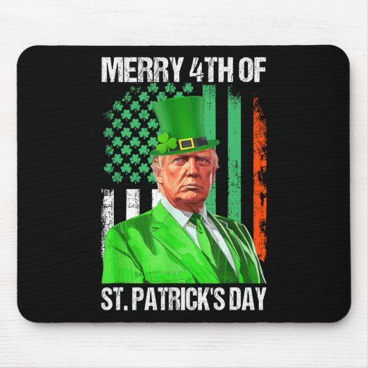 Trump 45 47 Leprechaun Hat Merry 4. von St Patrick Mousepad (Vorne)