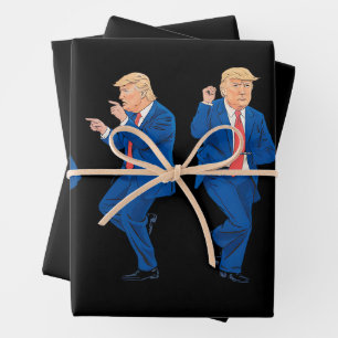 Trump 45 47 Lustiger Tanz Tanzen USA Präsident Geschenkpapier Set