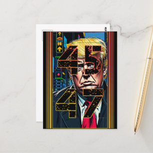 Trump 45 47 Pop Art Portrait Postkarte