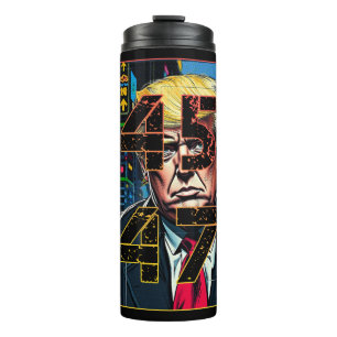 Trump 45 47 Pop Art Portrait Thermosbecher