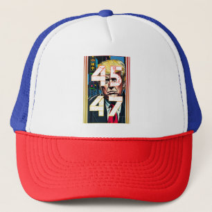 Trump 45 47 Pop Art Portrait Truckerkappe