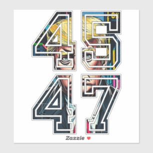 Trump 45 47   Pop Art   Präsident der USA Aufkleber