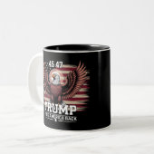Trump 45. 47. Präsident Flag 2025 Adler Amerika Zweifarbige Tasse (Vorderseite Links)
