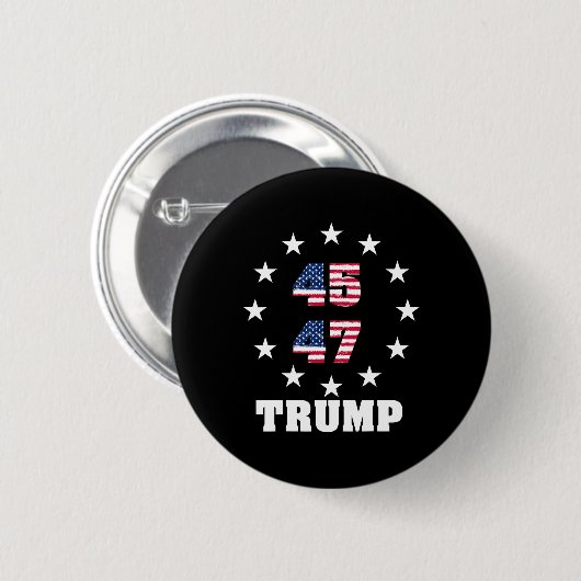 Trump 45 47 Präsident Flagge USA 2024 Gewinner 202 Button (Vorne & Hinten)