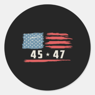 Trump 45 47 Präsident Vintage amerikanische Flagge Runder Aufkleber