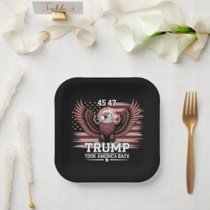 Trump 45. 47. Präsidentenflagge 2025 Adler Amerika Pappteller