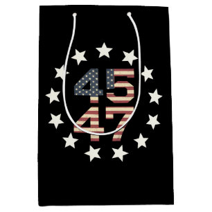 Trump 45 47 Sterne Vintage USA Amerikanische Flagg Mittlere Geschenktüte