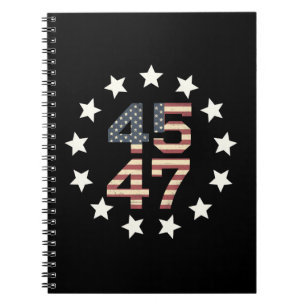 Trump 45 47 Sterne Vintage USA Amerikanische Flagg Notizblock