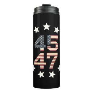 Trump 45 47 Sterne Vintage USA Amerikanische Flagg Thermosbecher