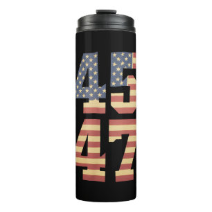 Trump 45 47 Vintag America Flag Thermosbecher