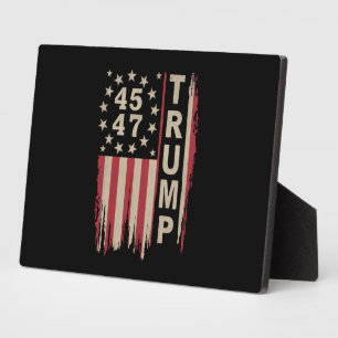 Trump 45 47 Vintag Retro America Flag Fotoplatte