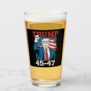 Trump 45 47 Vintag Retro USA Flag Glas