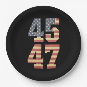 Trump 45 47 Vintage Amerika USA Flagge Pappteller