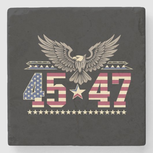 Trump 45 47 Vintage amerikanische Adlerflagge Steinuntersetzer (Vorderseite)