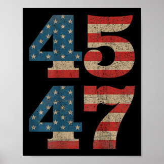 Trump 45 47 Vintage amerikanische Flagge Retro 454 Poster