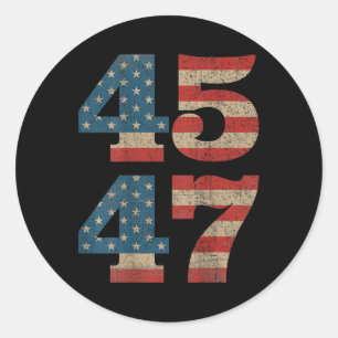 Trump 45 47 Vintage amerikanische Flagge Retro 454 Runder Aufkleber