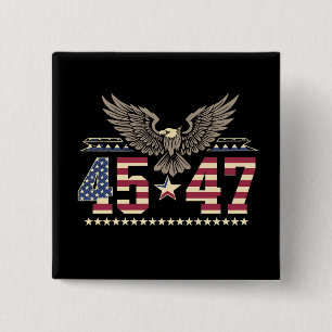 Trump 45 47 Vintage Amerikanische USA Adler Flagge Button