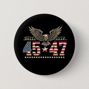 Trump 45 47 Vintage Amerikanische USA Adler Flagge Button
