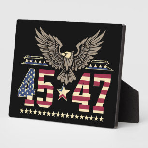 Trump 45 47 Vintage Amerikanische USA Adler Flagge Fotoplatte