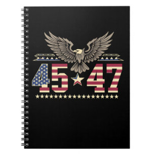 Trump 45 47 Vintage Amerikanische USA Adler Flagge Notizblock
