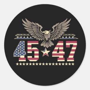 Trump 45 47 Vintage Amerikanische USA Adler Flagge Runder Aufkleber