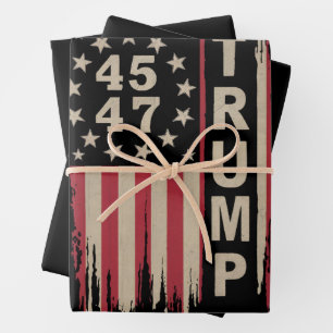 Trump 45 47 Vintage Retro Amerika USA Flagge Geschenkpapier Set