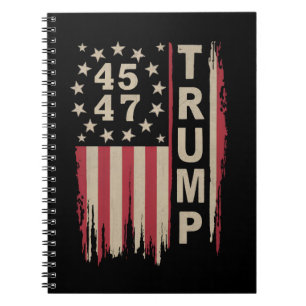 Trump 45 47 Vintage Retro Amerika USA-Flagge Notizblock