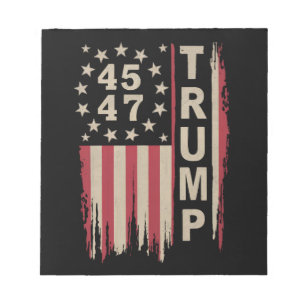 Trump 45 47 Vintage Retro Amerika USA-Flagge Notizblock