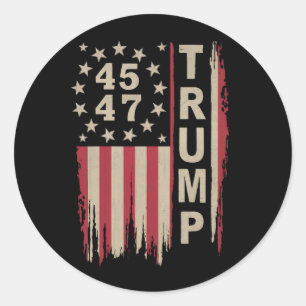Trump 45 47 Vintage Retro Amerika USA Flagge Runder Aufkleber
