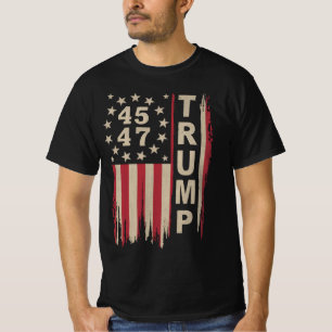 Trump 45 47 Vintage Retro Amerika USA Flagge T-Shirt