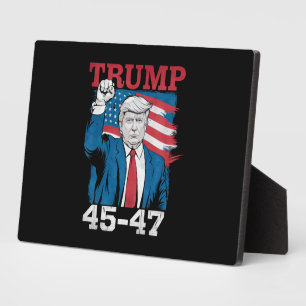 Trump 45 47 Vintage Retro USA Amerikanische Flagge Fotoplatte