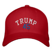 TRUMP 45 Flex-it-Cap (rot) Bestickte Baseballkappe (Vorderseite)