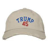 TRUMP 45 gestörte Chino Twill Cap - Stone Bestickte Kappe (Vorderseite)