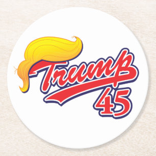 Trump-45-mit-Hair Runder Pappuntersetzer